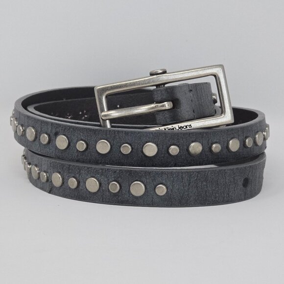 Calvin Klein Jeans Gray Studded Belt Silver Buckle Women’s Waist Hip 36-40 - Picture 5 of 13